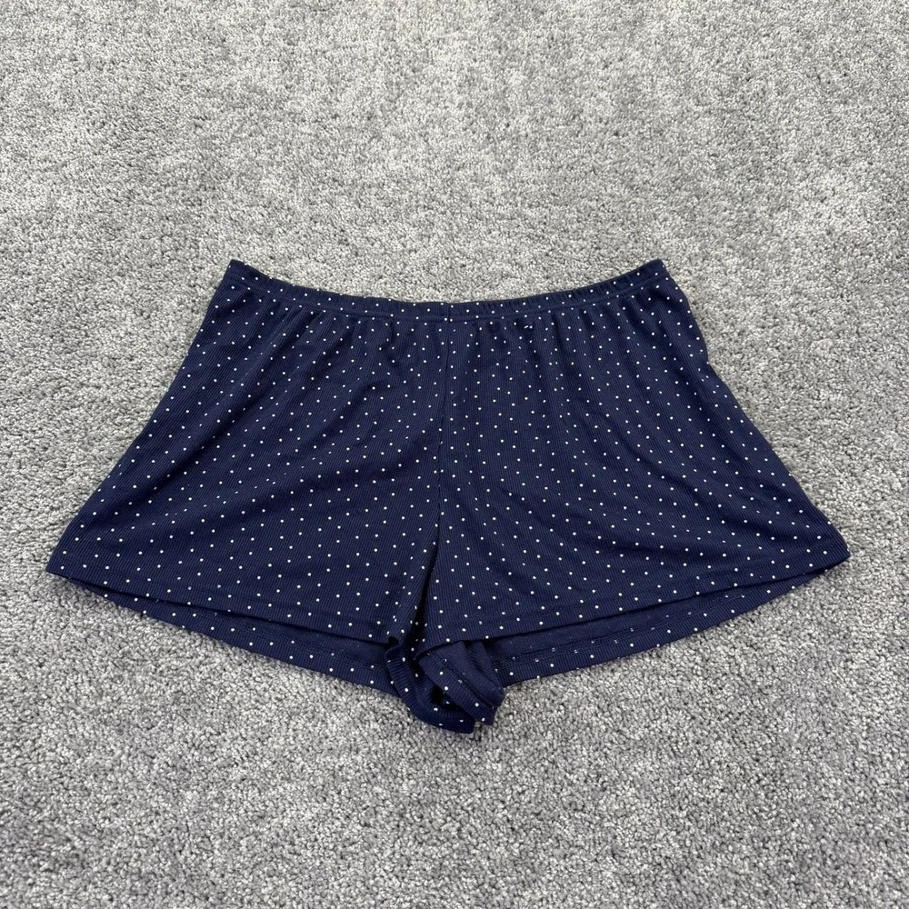 Primark Pajama Shorts Womens L Navy Polka Dot Ribbed